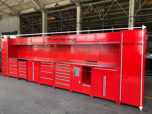Поддержка OEM тяжелый металл красный гаражный шкаф для хранения инструментов и оборудования мастерской