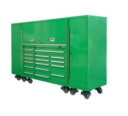 Ручки из нержавеющей стали и тяжелые колеса Гараж Rolling Tool Box с 16 ящиками